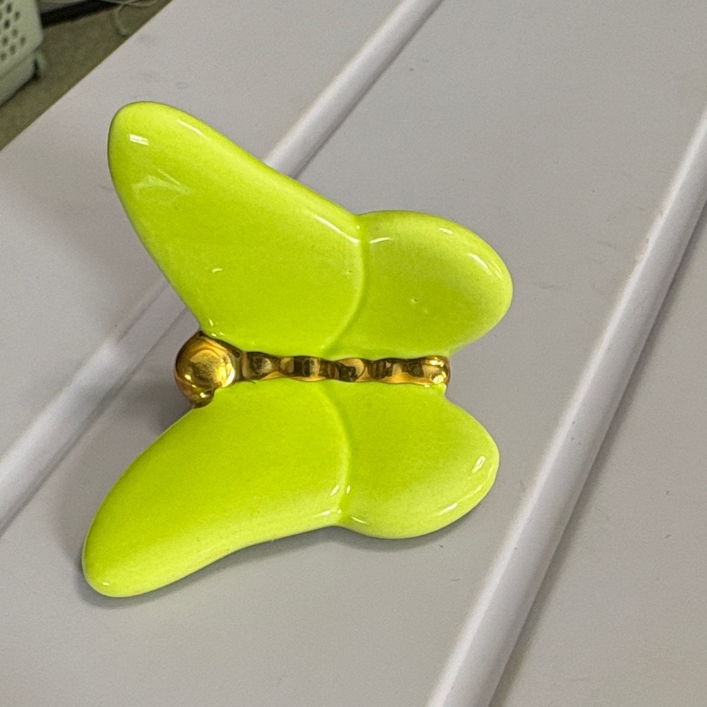 Nora Fleming Neon Lime Butterfly with Gold Detail